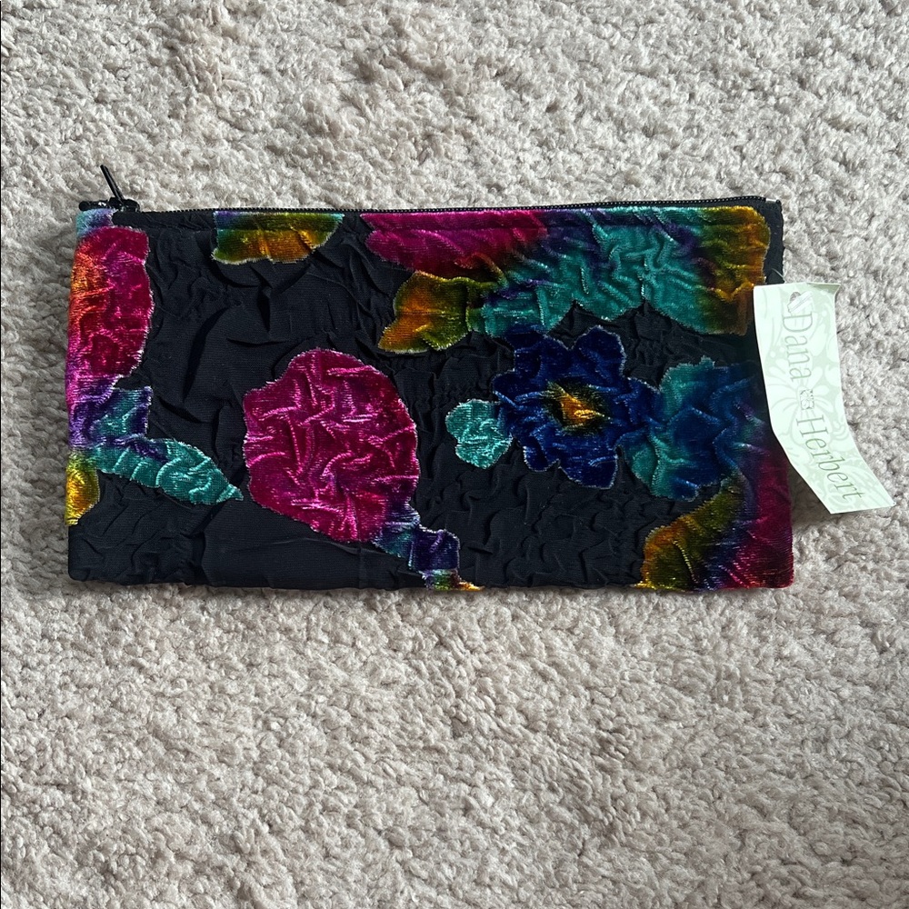 BN Dana Herbert Colorful Floral Velvet Pouch